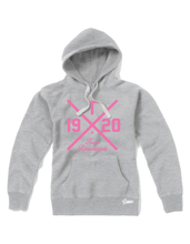 Lade das Bild in den Galerie-Viewer, Hoodie Damen Grau Melange Teuto Riesenbeck Cross Pink
