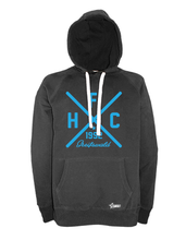 Lade das Bild in den Galerie-Viewer, Hoodie Herren Schwarz HFC Greifswald 92 Cross Neon Blau