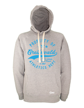 Lade das Bild in den Galerie-Viewer, Hoodie Herren Grau Melange HFC Greifswald 92 Property Of Neon Blau