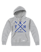 Lade das Bild in den Galerie-Viewer, Hoodie Damen Grau Melange FK Hansa Wittstock Cross Blau