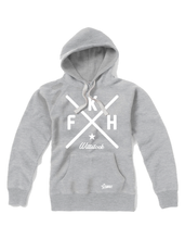 Lade das Bild in den Galerie-Viewer, Hoodie Damen Grau Melange FK Hansa Wittstock Cross Weiß