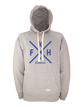 Lade das Bild in den Galerie-Viewer, Hoodie Herren Grau Melange FK Hansa Wittstock CrossBlau