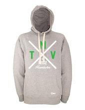 Lade das Bild in den Galerie-Viewer, Hoodie Herren Grau Melange MTV Union Hamborn Cross Weiß-Grün