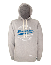 Lade das Bild in den Galerie-Viewer, Hoodie Herren Grau Melange SV Hemmerden Property Of Weiß-Blau