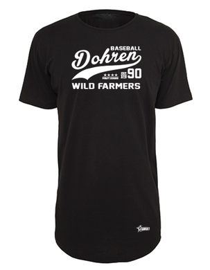 T-Shirt x-tra Long Herren Schwarz Dohren Wild Farmers Sportsteam