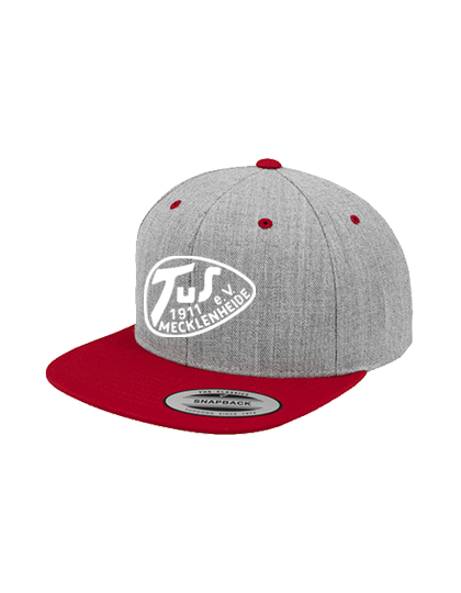 Snapback-Cap-TuS-Mecklenheide grau rot mit weissem Logo