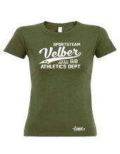 Lade das Bild in den Galerie-Viewer, T-Shirt_Damen_khaki_Sports_white_SVVelber
