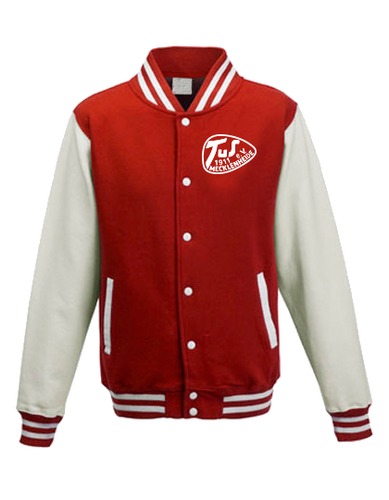 College Jacke Rot-Weiß TuS Mecklenheide Logo Weiß