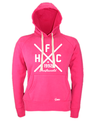 Hoodie Damen Pink HFC Greifswald 92 Cross Weiß