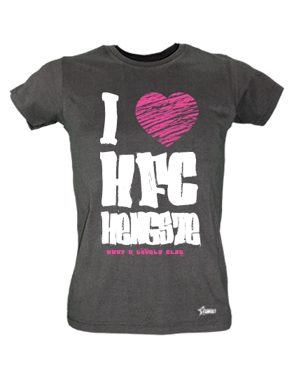 T-Shirt Damen Schwarz HFC Greifswald 92 I Love HFC Weiß-Pink