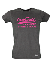 Lade das Bild in den Galerie-Viewer, T-Shirt Damen Schwarz HFC Greifswald 92 Sportsteam Pink

