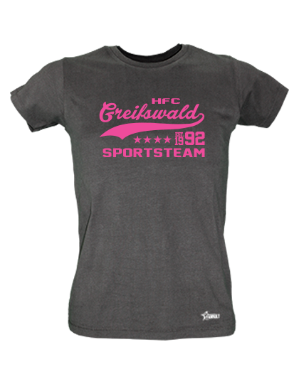 T-Shirt Damen Schwarz HFC Greifswald 92 Sportsteam Pink