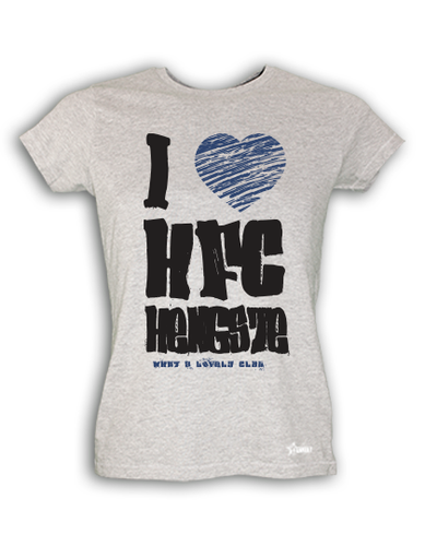 T-Shirt Damen Grau Melange HFC Greifswald 92 I Love HFC Schwarz-Blau