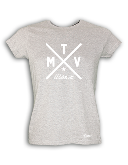 T-Shirt Damen Grau Melange MTV Wilstedt Cross Weiß