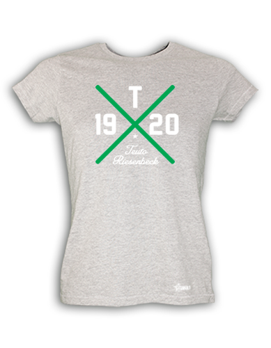 T-Shirt Damen Grau Melange Teuto Riesenbeck Cross Grün-Weiß