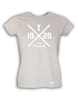 T-Shirt Damen Grau Melange Teuto Riesenbeck Cross Weiß