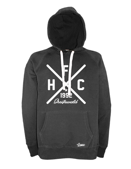 Hoodie Herren Schwarz HFC Greifswald 92 Cross Weiß