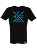 T-Shirt Herren Schwarz HFC Greifswald 92 Cross Neon Blau