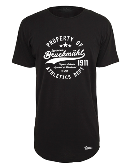 T-Shirt Herren X-tra Long Schwarz SV Bruckmühl Property Of