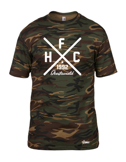 T-Shirt Herren Camouflage HFC Greifswald 92 Cross Weiß