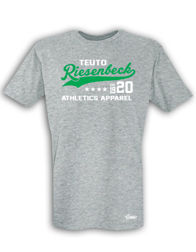 T-Shirt Herren Grau Melange Teuto Riesenbeck Athletics Grün-Weiß