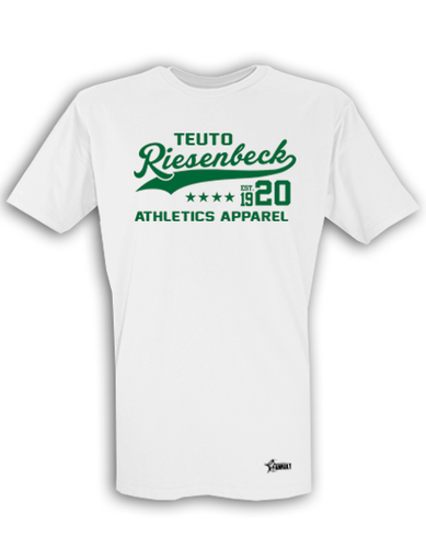 T-Shirt Herren Weiß Teuto Riesenbeck Athletics Dunkelgrün