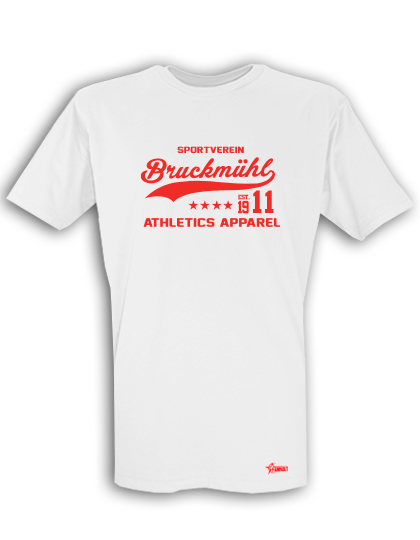 T-Shirt Herren Weiß SV Bruckmühl Athletics Rot
