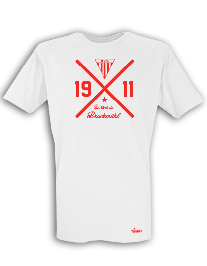T-Shirt Herren Weiß SV Bruckmühl Cross Rot