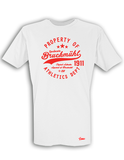 T-Shirt Herren Weiß SV Bruckmühl Property Of Rot