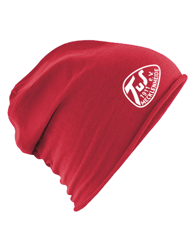 Jersey Beanie Rot TuS Mecklenheide Logo Weiß