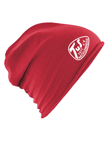 Jersey Beanie Rot TuS Mecklenheide Logo Weiß