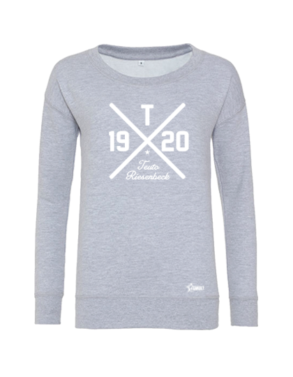 Sweatshirt Damen Grau Melange Teuto Riesenbeck Cross Weiß