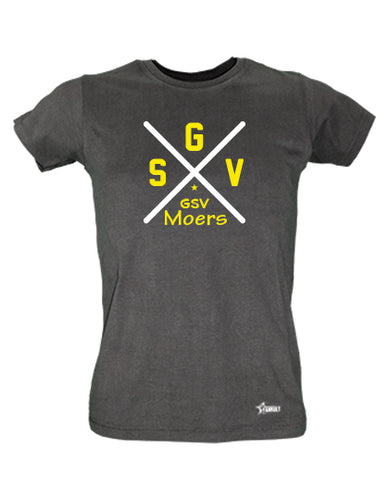 T-Shirt Damen Schwarz GSV Moers Cross weiß-gelb