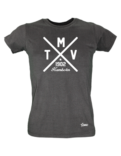 T-Shirt Damen Schwarz MTV Union Hamborn Cross Weiß