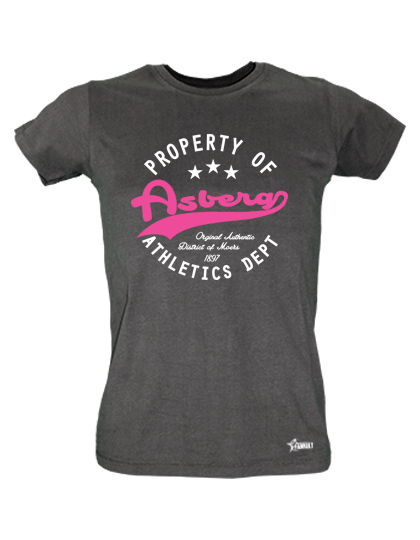 T-Shirt Damen Schwarz TV Asberg Property Of Weiß-Pink