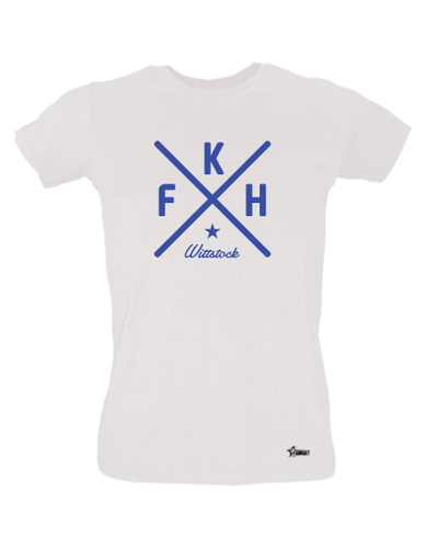 T-Shirt Damen Weiß FK Hansa Wittstock Cross Blau