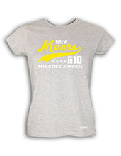 Lade das Bild in den Galerie-Viewer, T-Shirt Damen Grau Melange GSV Moers Atheltics  Weiß-Gelb
