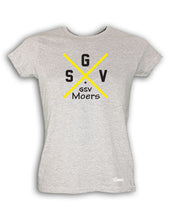 Lade das Bild in den Galerie-Viewer, T-Shirt Damen Grau Melange GSV Moers Cross Schwarz-Gelb
