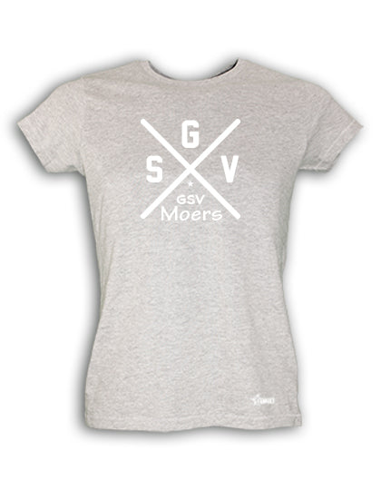 T-Shirt Damen Grau Melange GSV Moers Cross Weiß
