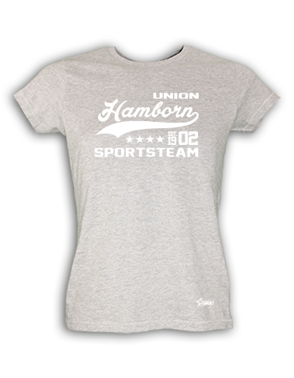 T-Shirt Damen Grau Melange MTV Union Hamborn Sportsteam Weiß