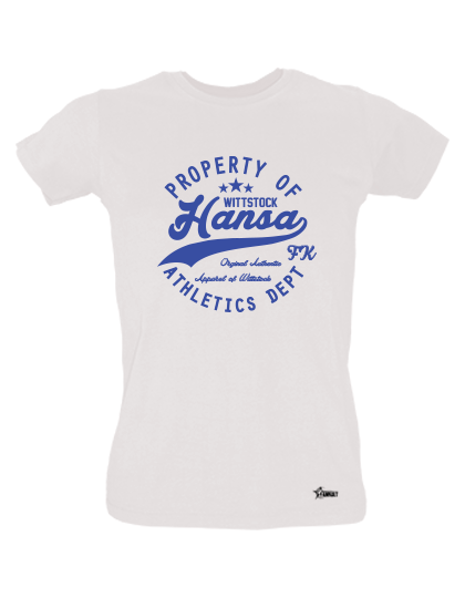T-Shirt Damen Weiß FK Hansa Wittstock Property Of Blau