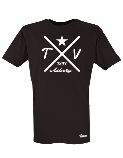 T-Shirt Herren Schwarz TV Asberg Cross Weiß