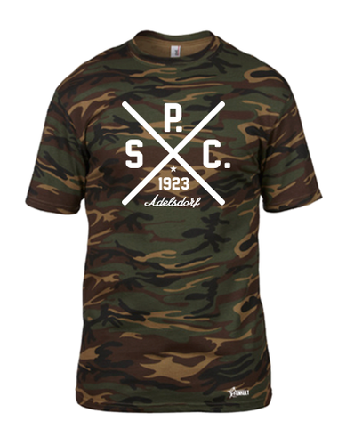 T-Shirt Herren Camouflage SC Adelsdorf Cross Weiß
