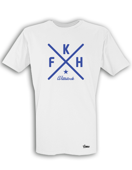 T-Shirt Herren Weiß FK Hansa Wittstock Cross Blau