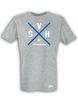T-Shirt Herren Grau Melange SV Hemmerden Cross Weiß-Blau