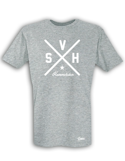 T-Shirt Herren Grau Melange SV Hemmerden Cross Weiß