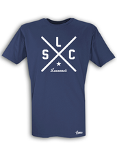 Lade das Bild in den Galerie-Viewer, T-Shirt Herren Navy Blau Leezener SC Cross Weiß
