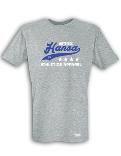 T-Shirt Herren Grau Melange FK Hansa Wittstock Sport Blau-Weiß
