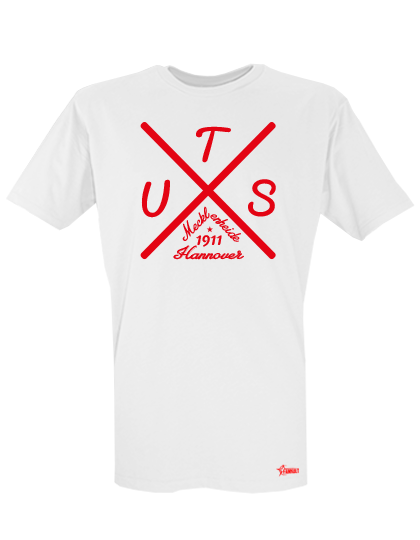 T-Shirt Herren Weiß TuS Mecklenheide Cross Rot