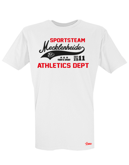 T-Shirt Herren Weiß TuS Mecklenheide Sportsteam Schwarz-Rot